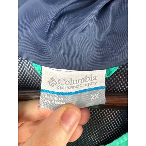 Women’s Columbia Sportswear 2X Navy & Seafoam Green Raincoat - Picture 6 of 7